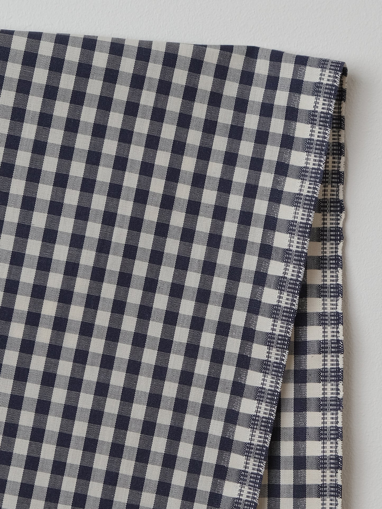 Navy/White Gingham- Organic Cotton - Price per 1/2 Metre