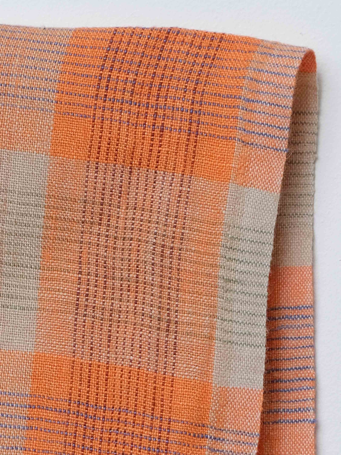 Orange Check Linen - Price per 1/2 Metre