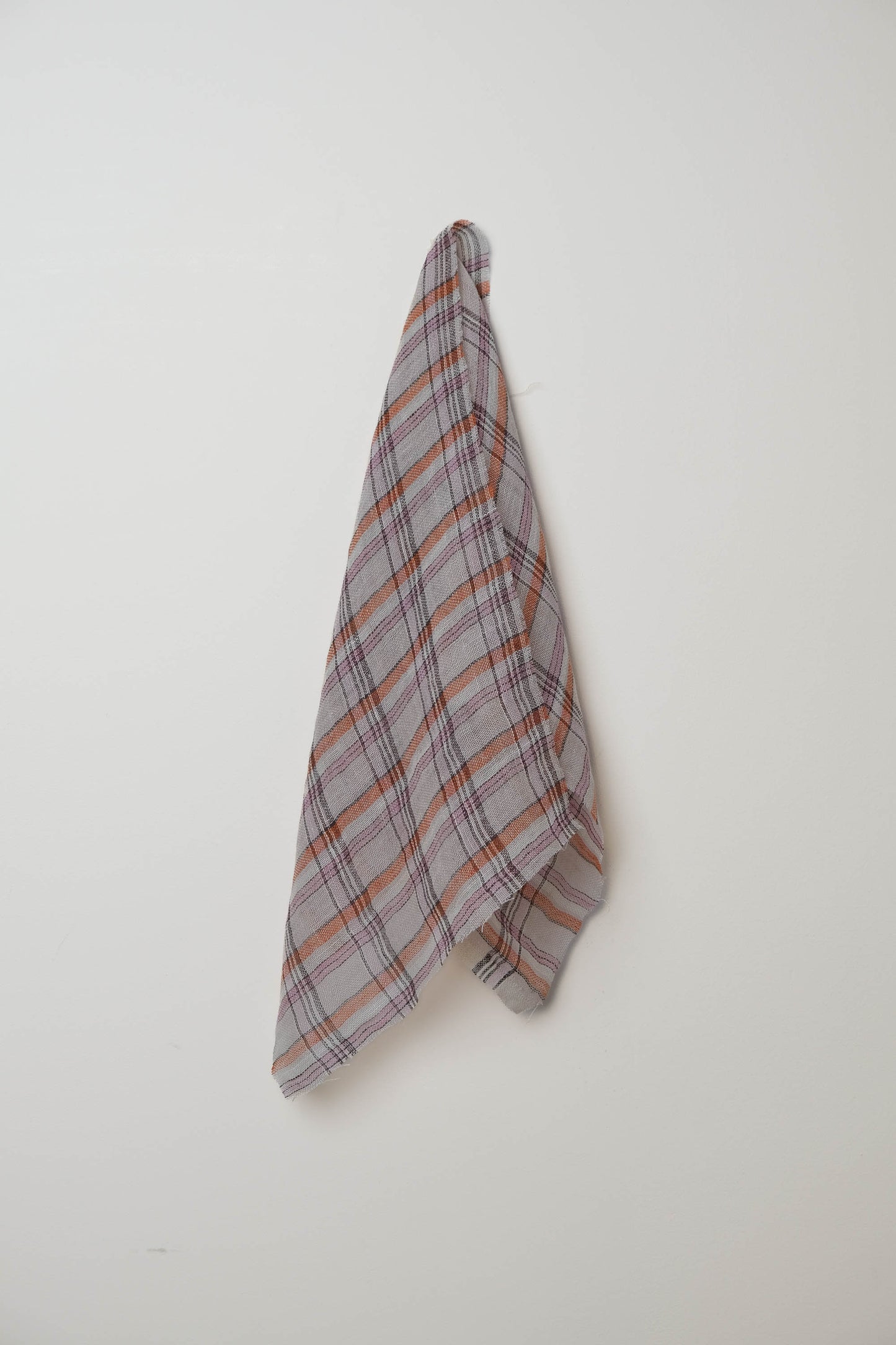 Orange/Beige Check Gauze Linen - Price per 1/2 Metre