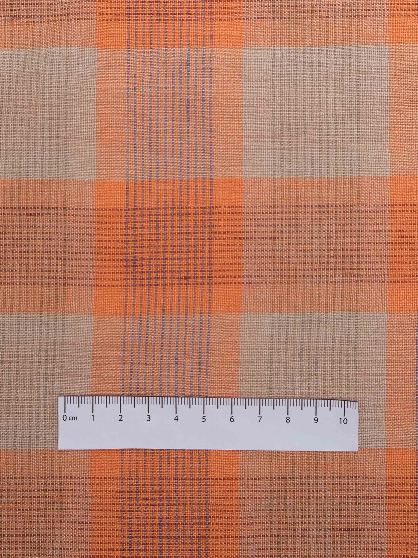 Orange Check Linen - Price per 1/2 Metre