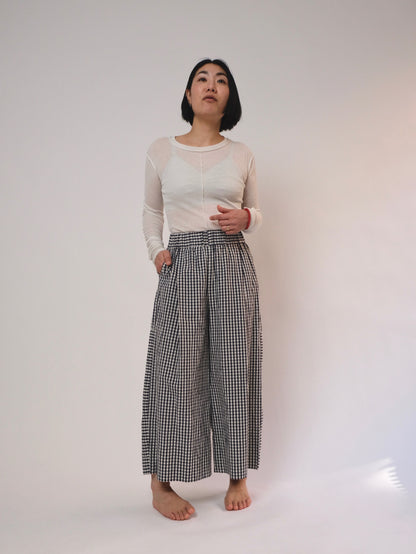 Navy/White Gingham- Organic Cotton - Price per 1/2 Metre