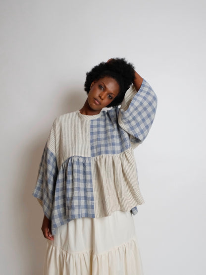 Blue Check Linen - Lithuanian - Price per 1/2 Metre