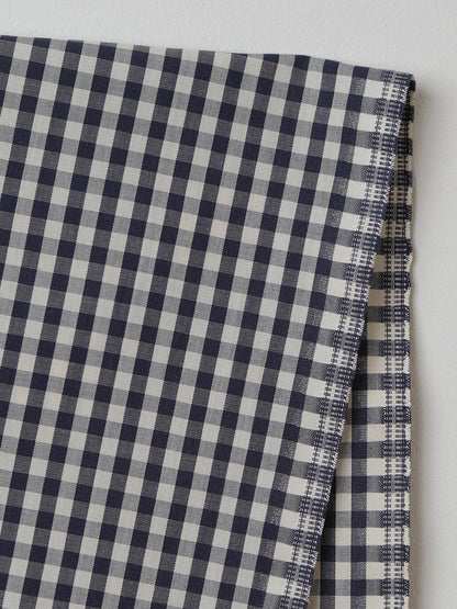 Navy/White Gingham- Organic Cotton - Price per 1/2 Metre