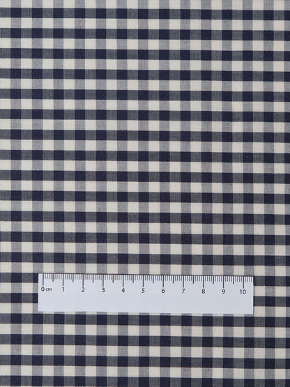 Navy/White Gingham- Organic Cotton - Price per 1/2 Metre