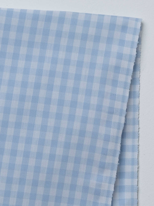 Blue/White Gingham- Organic Cotton - Price per 1/2 Metre