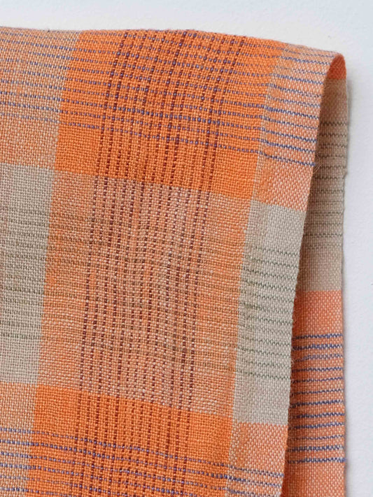Orange Check Linen -  Price per 1/2 Metre